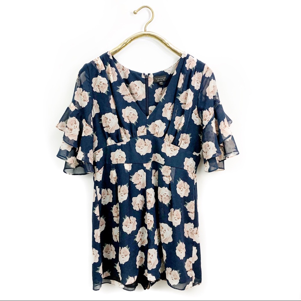 Topshop floral frill playsuit ruffle romper - Picture 2 of 8